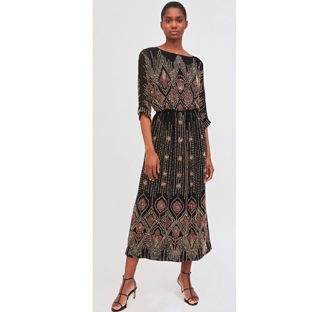 Antik Batik Emilie Embellished Chiffon Maxi Dress